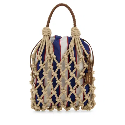 Prada Beige Mesh Handbag In Multi