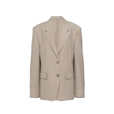 Prada Beige Mohair Blazer In Neutral