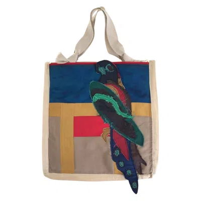 Pre-owned Prada Beige Multi-color Nylon Cotton Handbag Tote Bag ()