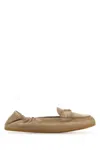 Prada Triangle Logo Suede Loafers In Brown