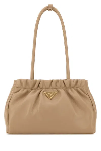 Prada Mini Beige Nappa Leather Shoulder Handbag 25cm In Nude