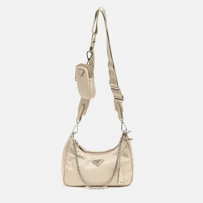 Pre-owned Prada Beige Nylon Re-edition 2005 Shoulder Bag