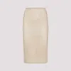 Prada Triangle Logo Mesh Pencil Skirt In Beige