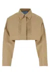 Prada Camicia In Popeline Beige Donna In Corda