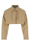 Prada Camicia In Popeline Beige Donna In Green