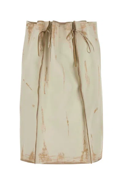 Prada Beige Printed Knee Length Skirt In Multi