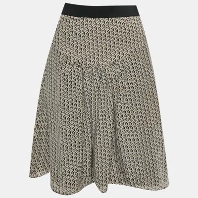Pre-owned Prada Beige Printed Silk Short Skirt S In Sand