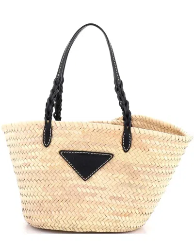 Prada Beige Raffia Basket Tote (authentic Pre-loved) In Neutral
