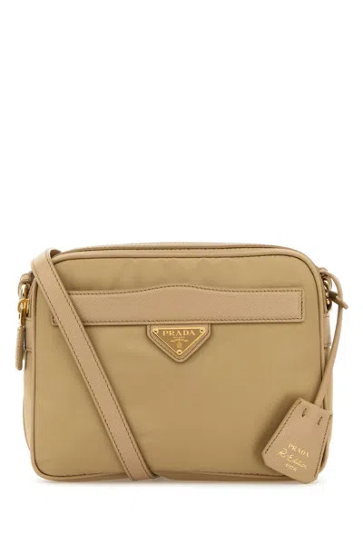 Prada Beige Re-nylon Crossbody Bag In Brown