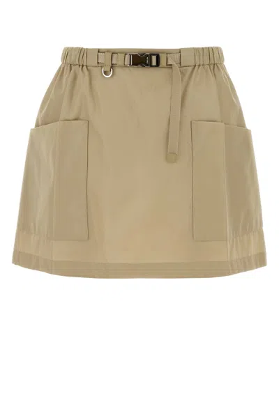 Prada Beige Re-nylon Mini Skirt In Brown
