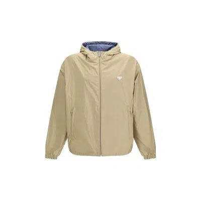 PRADA BEIGE RECYCLED POLYAMIDE SHELL JACKET