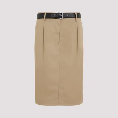 PRADA BEIGE ROPE BROWN COTTON SKIRT