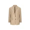 Prada Rope-coloured Single-breasted Jacket In Wool And Mohair In Neutrals