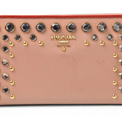 Pre-owned Prada Beige Rose Pink Beige Patent Leather Coin Purse/coin Case () In Beige Rose, Pink Beige