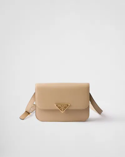 Prada Beige Saffiano Flap Shoulder Bag