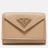 Prada Beige Saffiano Leather Trifold Case Wallet In Beige