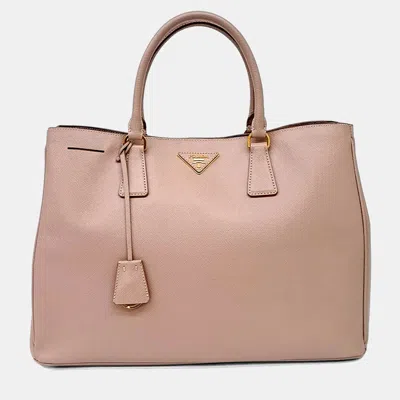 Pre-owned Prada Beige Saffiano Luxe Tote Bag (bn1844) In Sand