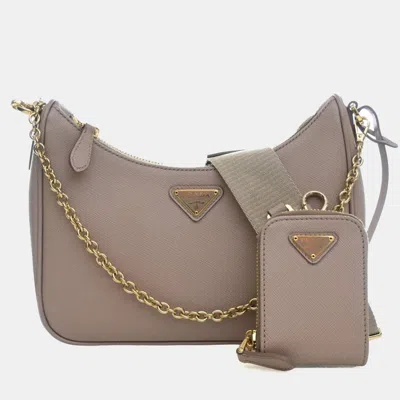Pre-owned Prada Beige Saffiano Re-edition 2005 In Sand
