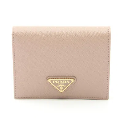 Pre-owned Prada Beige Saffiano Wallet (bi-fold) () In Sand