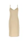 Prada Satin Dress With Spaghetti Straps And V-neckline In Neutral