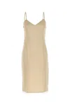 Prada Satin Dress With Spaghetti Straps And V-neckline In Gray