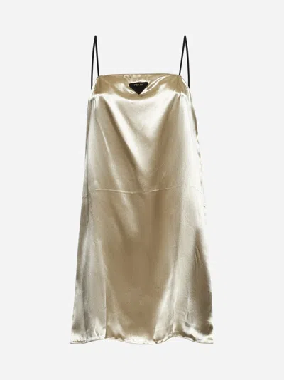 Prada Beige Satin Mini Slip Dress In Gold