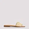 Prada Leather Slides With Crochet Details In Beige