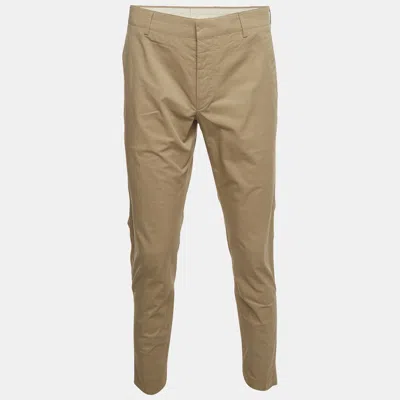 Pre-owned Prada Beige Stretch Cotton Straight Fit Trousers L