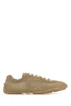 Prada Beige Suede And Mesh Montecarlo Sneakers In Brown