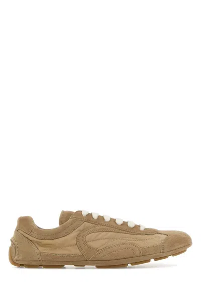 Prada Beige Suede And Re-nylon Montecarlo Re-edition 2005 Sneakers In Brown