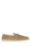 Prada Logo Plaque Slip-on Loafers In Brown
