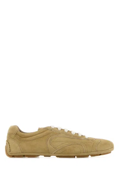 Prada Beige Suede Montecarlo Sneakers In Neutral