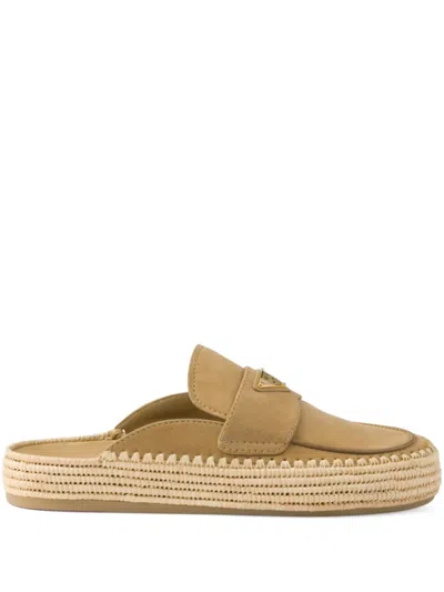 Prada Beige Suede Mules