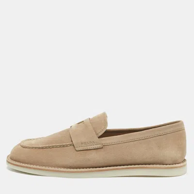 Pre-owned Prada Beige Suede Slip On Loafers Size 43