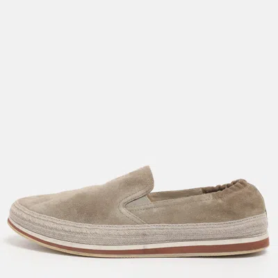 Pre-owned Prada Beige Suede Slip On Sneakers Size 42 In Sand