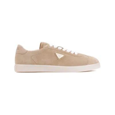 Prada Beige Suede Sneakers In Neutral