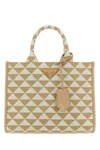 Prada Woman Embroidered Fabric Small Symbole Shopping Bag In Beige