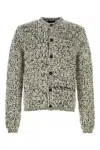 Prada Beige Two-tone Wool Cardigan In Gray