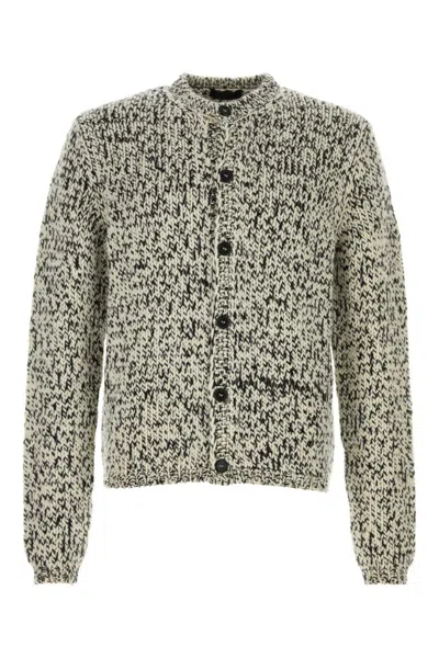 PRADA MEN BEIGE TWO-TONE WOOL CARDIGAN, M LUXURY SWEATERS & KNITWEAR FOR MEN DARVEYS