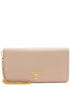 Prada Beige Vitello Leather Move Chain Crossbody (authentic Pre-loved) In Neutral