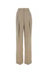 Prada Pantalone Dalla Gamba Ampia In Cotone Beige Donna In Beige