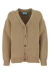 Prada Women's Cappuccino Wool Blend Oversize Cardigan In Neutral