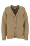 PRADA BEIGE WOOL BLEND OVERSIZE CARDIGAN