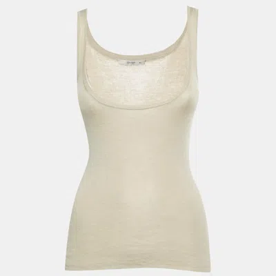Pre-owned Prada Beige Wool Knit Tank Top S In Sand