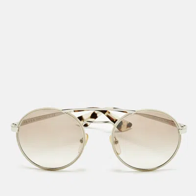 Pre-owned Prada Beige/silver Tone Gradient Spr51s Round Sunglasses In Sand