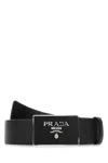 Prada Men Black Leather Belt In Black