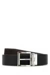 Prada Adjustable Reversible Leather Belt In Black