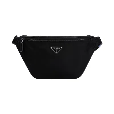 Prada Mens Black Re-nylon Buckled Recycled-nylon And Leather Cross-body Bag