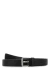 Prada Men Black Leather Belt In Black