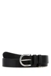 Prada Black Leather Solid Belt In Black